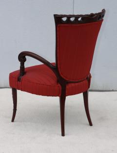  Grosfeld House 1950s Scroll arms mahogany armchairs by Grosfeld House - 4789538
