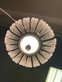  Grosfeld House ART DECO 19 GLASS PLUME WHITE GLASS CHROME CHANDELIER WITH GLASS BALL DROP - 4105029