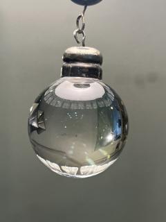  Grosfeld House ART DECO 19 GLASS PLUME WHITE GLASS CHROME CHANDELIER WITH GLASS BALL DROP - 4105030