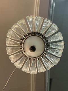  Grosfeld House ART DECO 19 GLASS PLUME WHITE GLASS CHROME CHANDELIER WITH GLASS BALL DROP - 4105035