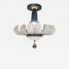  Grosfeld House ART DECO 19 GLASS PLUME WHITE GLASS CHROME CHANDELIER WITH GLASS BALL DROP - 4105723