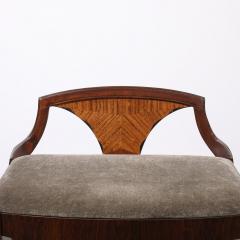  Grosfeld House Art Deco Book Matched Walnut Mohair Sculptural Bench by Grosfeld House - 4304117