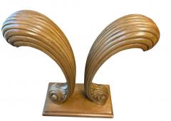  Grosfeld House CLASSIC HOLLYWOOD GROSFELD HOUSE CARVED WOOD PLUME SIDE TABLES CONSOLE PAIR - 4570022