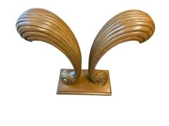  Grosfeld House CLASSIC HOLLYWOOD GROSFELD HOUSE CARVED WOOD PLUME SIDE TABLES CONSOLE PAIR - 4570023