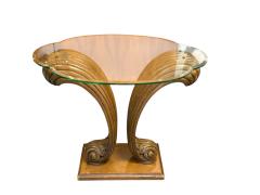  Grosfeld House CLASSIC HOLLYWOOD GROSFELD HOUSE CARVED WOOD PLUME SIDE TABLES CONSOLE PAIR - 4570029