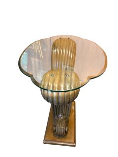  Grosfeld House CLASSIC HOLLYWOOD GROSFELD HOUSE CARVED WOOD PLUME SIDE TABLES CONSOLE PAIR - 4570031