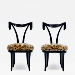  Grosfeld House Grosfeld House Drapery Swag Back Side Chairs with Tiger Velvet Seats c 1970s - 4101423