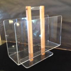  Grosfeld House Grosfeld House Lucite and Bleached Oak Magazine Stand - 98458