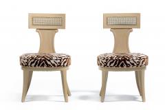  Grosfeld House Grosfeld House Set of 4 Bleached Mahogany Chairs with Tiger Velvet Seats c 1940 - 4621237