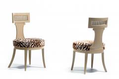  Grosfeld House Grosfeld House Set of 4 Bleached Mahogany Chairs with Tiger Velvet Seats c 1940 - 4621239