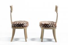  Grosfeld House Grosfeld House Set of 4 Bleached Mahogany Chairs with Tiger Velvet Seats c 1940 - 4621240