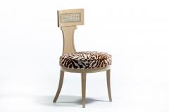  Grosfeld House Grosfeld House Set of 4 Bleached Mahogany Chairs with Tiger Velvet Seats c 1940 - 4621243