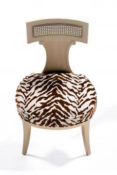  Grosfeld House Grosfeld House Set of 4 Bleached Mahogany Chairs with Tiger Velvet Seats c 1940 - 4621244