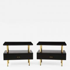  Grosfeld House Grosfeld House Two Tier Brass And Black Lacquer End Tables - 2081540