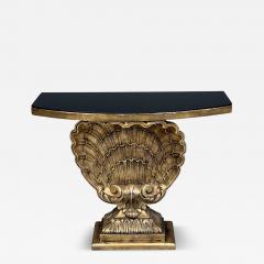  Grosfeld House Grosfeld House attr Hollywood Regency Shell Console Silver Leaf USA 1970s - 4691364