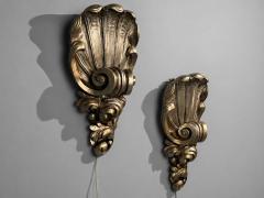  Grosfeld House Grosfeld House attr Large Shell Wall Sconces Silver Leaf USA 1970s - 4693725