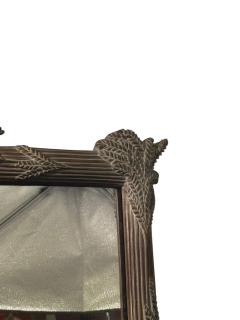  Grosfeld House HOLLYWOOD REGENCY CARVED FRONDS CERUSED OAK WITH MIRRORED SQUARES TRIM MIRROR - 4410312