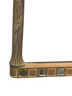 Grosfeld House HOLLYWOOD REGENCY CARVED FRONDS CERUSED OAK WITH MIRRORED SQUARES TRIM MIRROR - 4410318