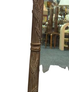  Grosfeld House HOLLYWOOD REGENCY CARVED FRONDS CERUSED OAK WITH MIRRORED SQUARES TRIM MIRROR - 4410319