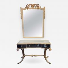  Grosfeld House Hollywood Regency Grosfeld House Painted Vanity and Matching Mirror - 1256929