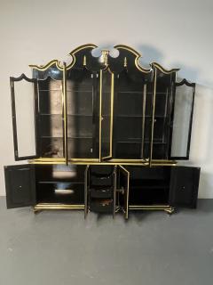  Grosfeld House Hollywood Regency Style Bookcase China Cabinet Ebonized Grosfeld House - 3339394