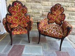  Grosfeld House Lovely Pair of Flower Back Grosfeld House Armchairs Hollywood Regency - 4561213