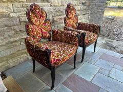  Grosfeld House Lovely Pair of Flower Back Grosfeld House Armchairs Hollywood Regency - 4561214