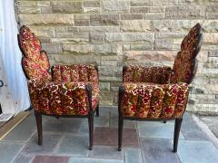  Grosfeld House Lovely Pair of Flower Back Grosfeld House Armchairs Hollywood Regency - 4561219