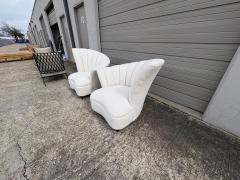  Grosfeld House Pair Of Asymmetrical Channel Back Lounge Chairs - 4551846