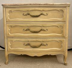  Grosfeld House Pair Of Louis XV Style Grosfeld House Marble Top Distressed Four Drawer Commodes - 3001419