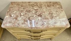  Grosfeld House Pair Of Louis XV Style Grosfeld House Marble Top Distressed Four Drawer Commodes - 3001424