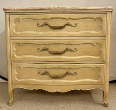  Grosfeld House Pair Of Louis XV Style Grosfeld House Marble Top Distressed Four Drawer Commodes - 3001426