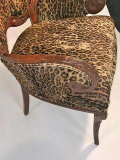  Grosfeld House Pair of 1940s Grosfeld House Leopard and Carved Wood Decorative Chairs - 452551