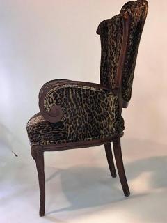  Grosfeld House Pair of 1940s Grosfeld House Leopard and Carved Wood Decorative Chairs - 452552