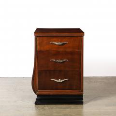  Grosfeld House Pair of Art Deco Walnut Black Lacquer Nightstands by Grosfeld House - 4622431