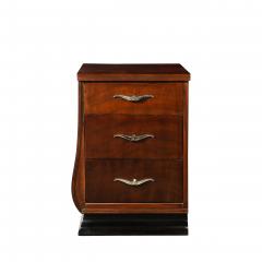  Grosfeld House Pair of Art Deco Walnut Black Lacquer Nightstands by Grosfeld House - 4622465