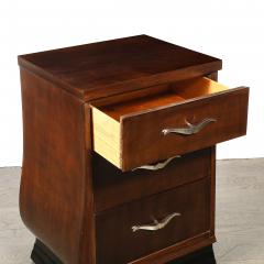  Grosfeld House Pair of Art Deco Walnut Black Lacquer Nightstands by Grosfeld House - 4622466