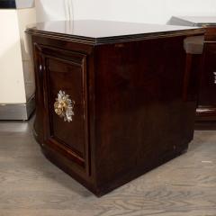  Grosfeld House Pair of Art Deco Walnut End Tables Nightstands w Gilded Pulls by Grosfeld House - 1485245