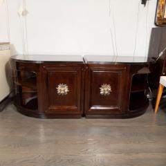  Grosfeld House Pair of Art Deco Walnut End Tables Nightstands w Gilded Pulls by Grosfeld House - 1485246