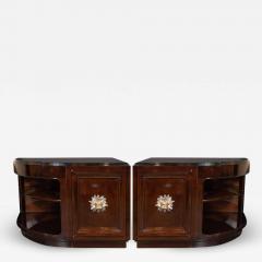  Grosfeld House Pair of Art Deco Walnut End Tables Nightstands w Gilded Pulls by Grosfeld House - 1486399