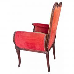  Grosfeld House Pair of Grosfeld House Hollywood Regency Red Velvet Arm Chairs - 4722795