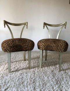  Grosfeld House Pair of Grosfeld House Silver Leaf Leopard Tassel Chairs - 1571593