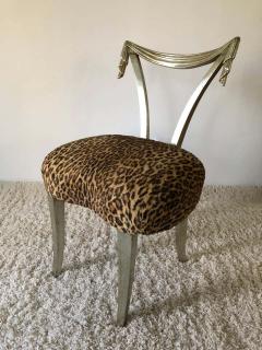  Grosfeld House Pair of Grosfeld House Silver Leaf Leopard Tassel Chairs - 1571595