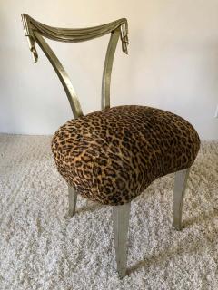  Grosfeld House Pair of Grosfeld House Silver Leaf Leopard Tassel Chairs - 1571601