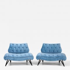  Grosfeld House Rare Paie Of 1960s Grosfeld House Oversize Tufted Slipper Chairs - 4613858