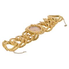  Gubelin GUBELIN 18K YELLOW GOLD DIAMOND TIME ROUND DIAL OPENLINK VINTAGE WATCH - 2390239