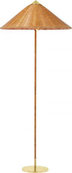  Gubi Paavo Tynell Model 9602 Brass and Rattan Floor Lamp - 764761