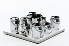  Gucci 1970s Gucci Style Vintage Chrome Smoked Glass Chained Barware Caddy Set - 4794936