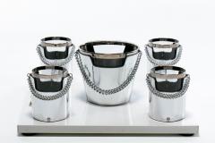 Gucci 1970s Gucci Style Vintage Chrome Smoked Glass Chained Barware Caddy Set - 4794942