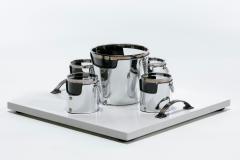  Gucci 1970s Gucci Style Vintage Chrome Smoked Glass Chained Barware Caddy Set - 4794945